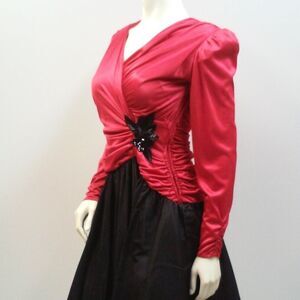 80s Red Party Dress 50s Rockabilly Cocktail Evening Dress Size Small